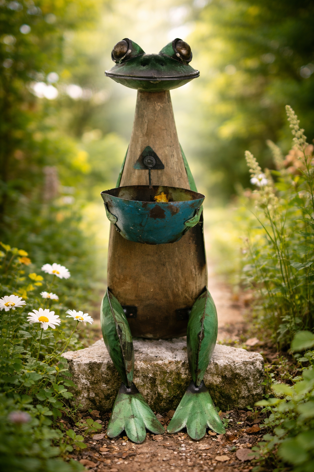 Frog with ship 41 cm